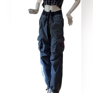 Y2K baggy cargo parachute denim  pants.